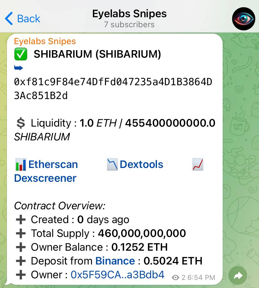 TheEYELabs's tweet photo. More alpha for everyone to use. We bring you $EYE Snipers bot.
Designed to show sniped launches, this will give you even more early knowledge of a what's a good call.

Join our channel with our link; https://t.co/3PFPb0aOCQ https://t.co/AvgTuBjjUu