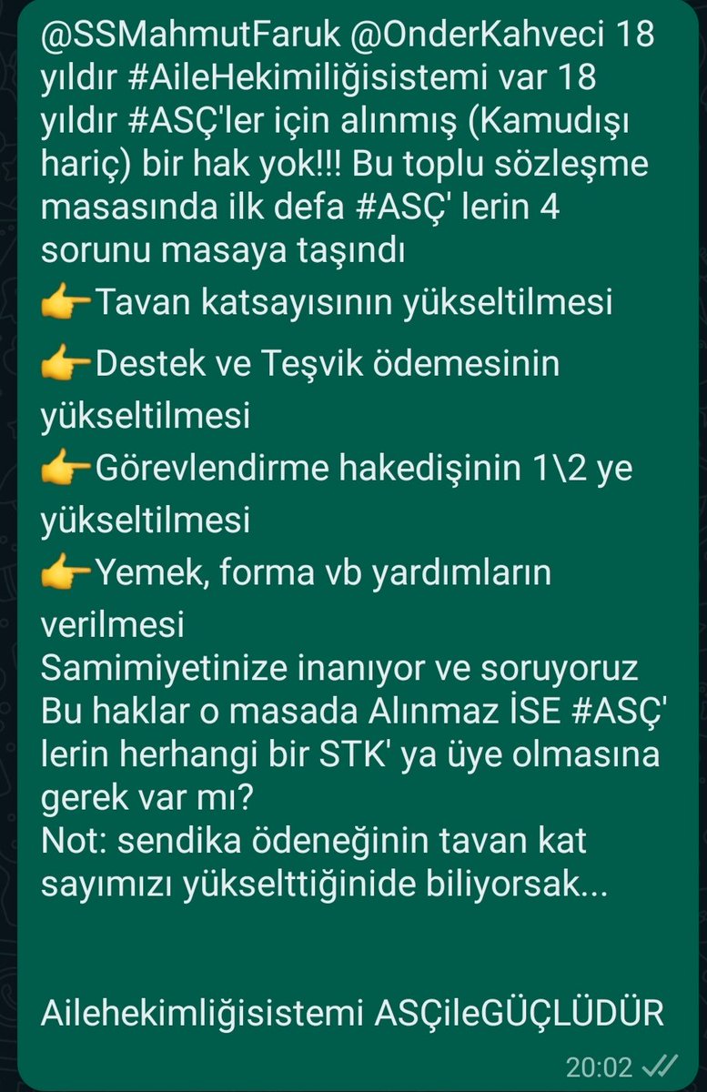 <a href="/SSMahmutFaruk/">Mahmut Faruk DOĞAN</a> <a href="/OnderKahveci/">Önder Kahveci</a>

#ASÇ'ler  SORUYOR‼️
STK'lara üye olmamıza gerek var mı?
 
Ailehekimliğisistemi ASÇileGÜÇLÜDÜR
<a href="/MemurSenKonf/">Memur-Sen</a>
<a href="/TurkiyeKamusen/">Türkiye Kamu-sen</a> <a href="/sagliksen/">SAĞLIK-SEN</a> <a href="/turksagliksengm/">Türk Sağlık-Sen</a> @Gsi2015 <a href="/ahesenorgtr/">AHESEN</a> <a href="/dayanismasen/">Birlik ve Dayanışma Sendikası</a>

#MemurHakkınıİstiyor
#Bizimhikayemiz