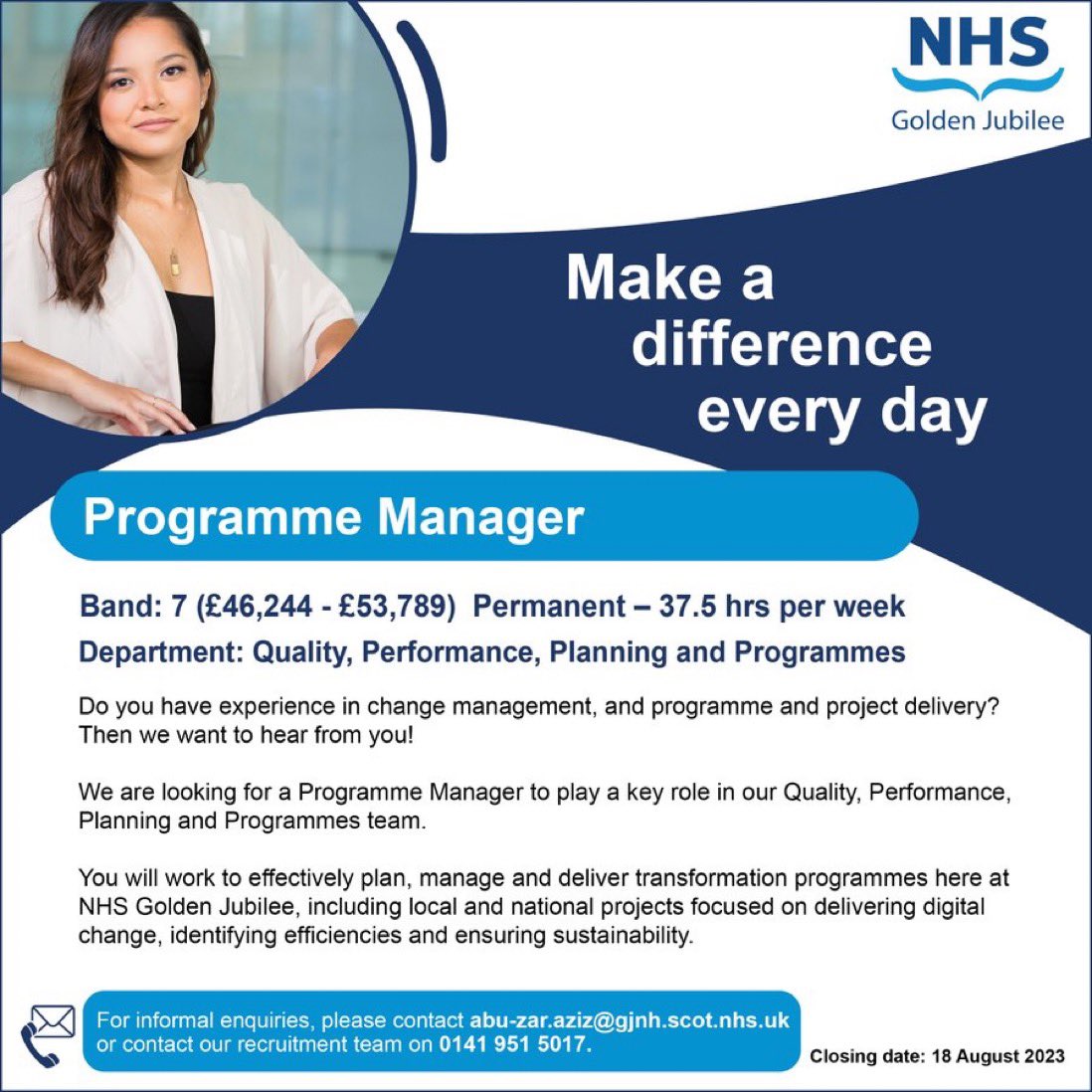 2 days left to apply for our PM vacancy. All the info below 👇 #nhsjobs #programmemanager #recruitment
