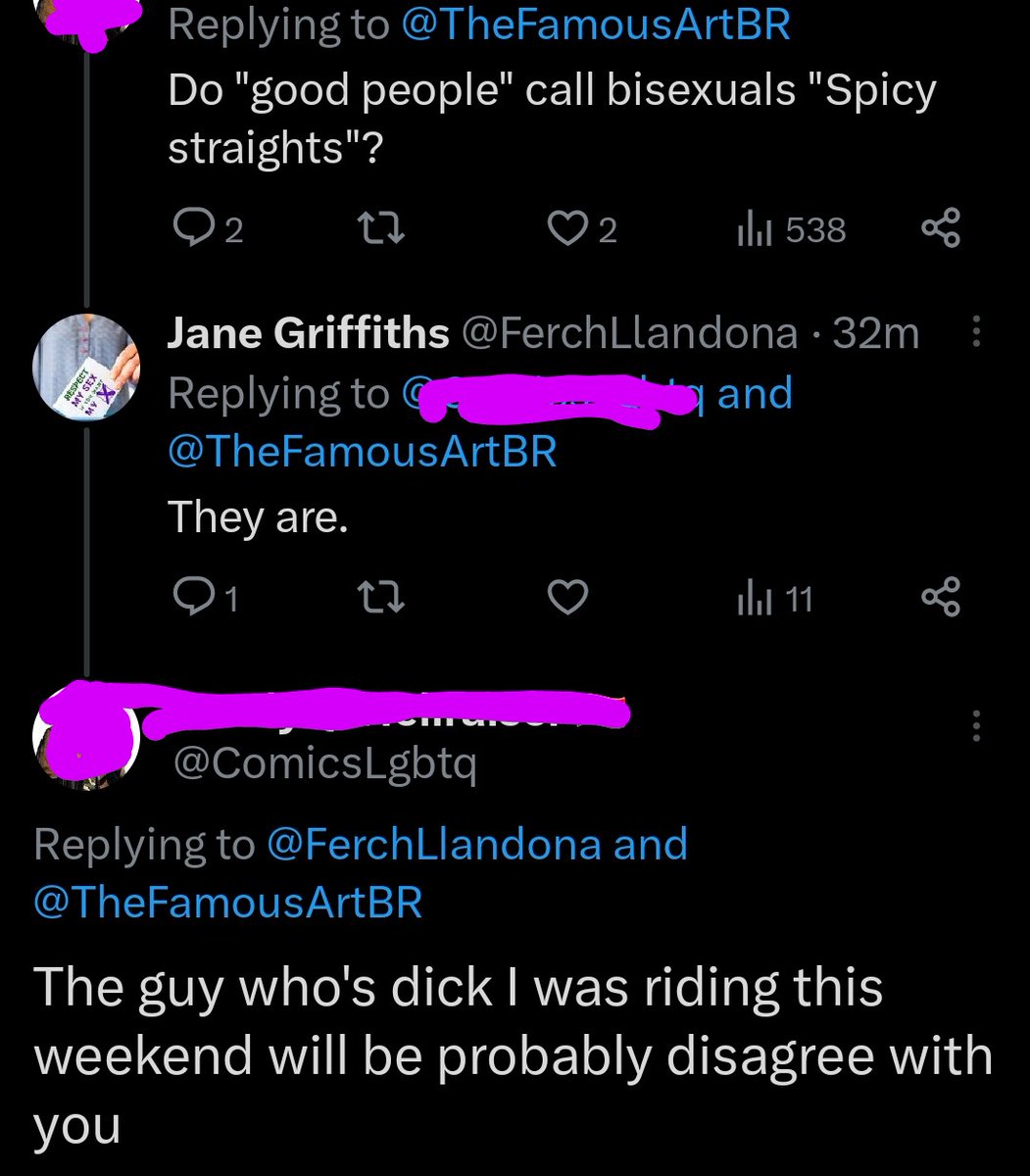 Spicy straights 🙄 Context: the censored account is from a cis bi male