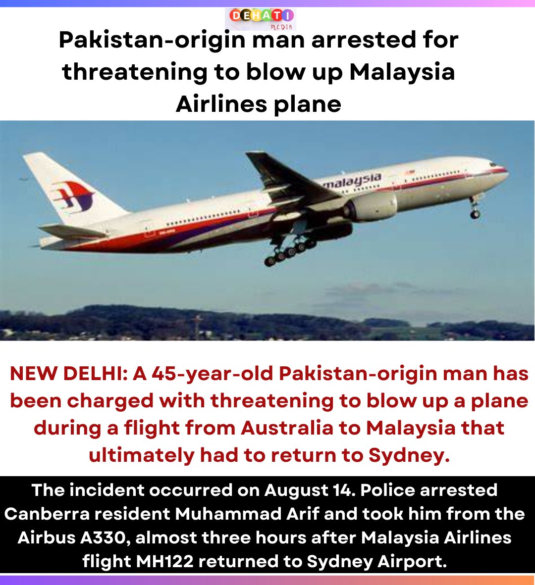 Pakistan-origin man arrested for threatening to blow up Malaysia Airlines plane,
#Pakistan  #Pakistanis  #pakistanimen #malaysiaairlines