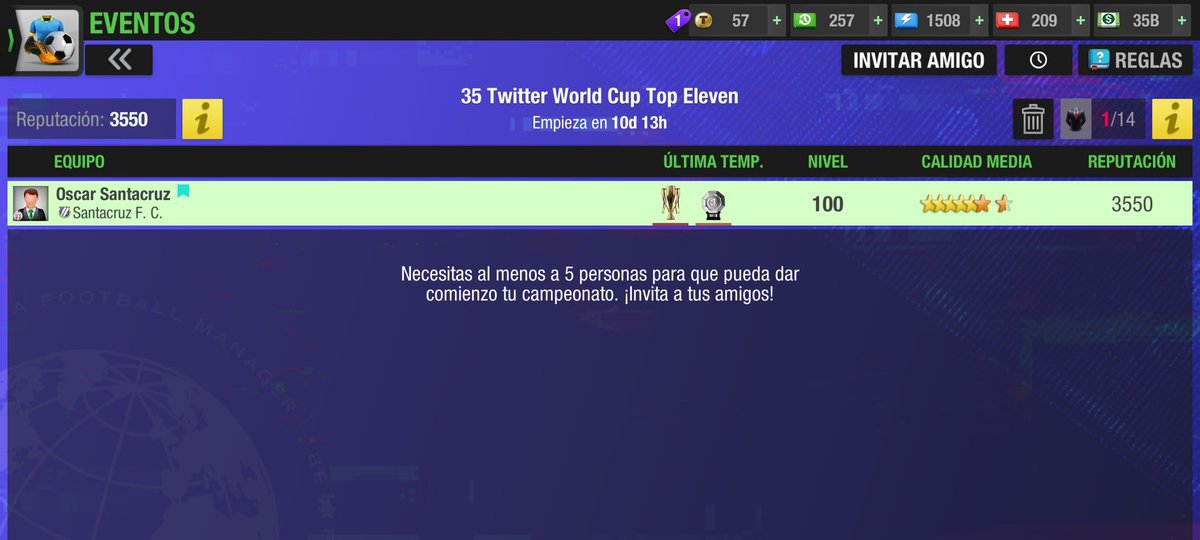 35 Twitter World Cup <a href="/topeleven/">Top Eleven</a> &amp; <a href="/nordeus/">Nordeus</a> 🏆

Para unirte a él, usa este código: 
👉🏻 02K306
👉🏻 topeleven.onelink.me/topeleven/b919…

¡Juguemos juntos! ⚽🏃

#Ecuador #TopEleven #Gaming #Gamer #socer