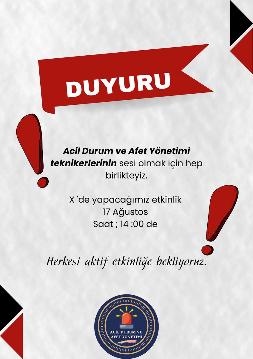 ADAY (Acil durum ve afet yönetimi)TEKNİKERLERİ (@durumve) on Twitter photo 