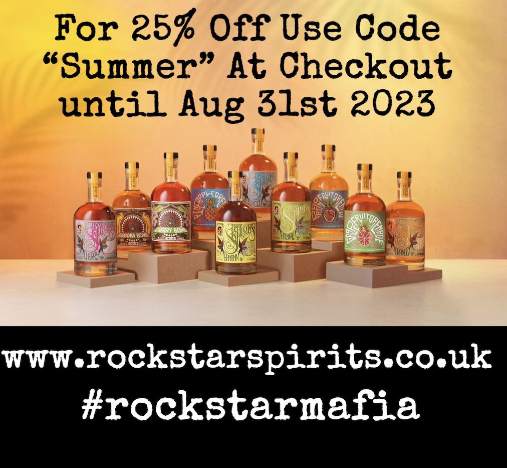 thomasghurst's tweet photo. To celebrate World Rum Day and to help you stock up for Bank Holiday please find 25% off everything Rockstar Spirits UK until 31st August 2023. 
Just use code “Summer” when you check out at https://t.co/7j8R8djwxk #worldrumday #augustbankholiday #rum #rumcocktails #rockstarmafia https://t.co/WZQYleFvGx