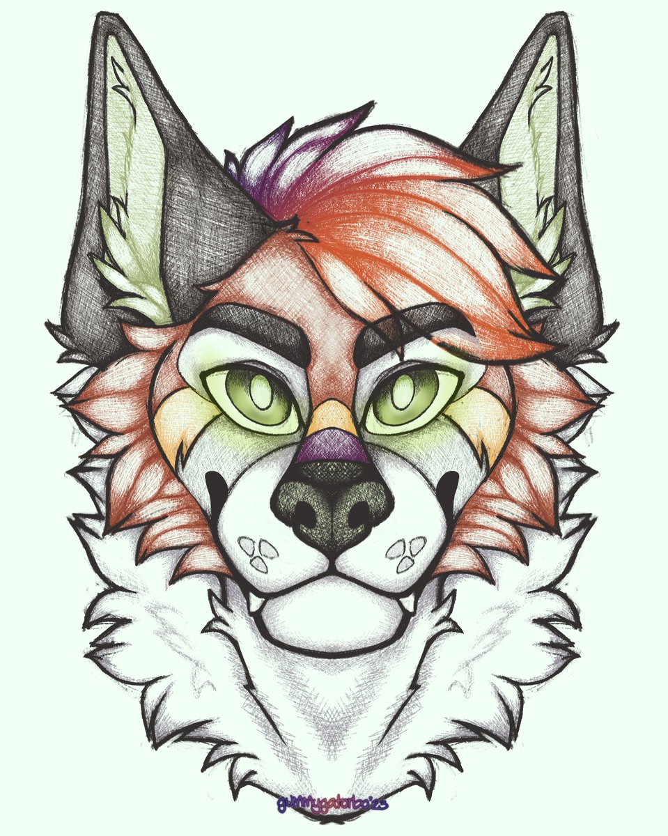 Finished this beautiful sketch for <a href="/DrHappygrowl/">Huxley 🔜 Darklands</a> last night &amp; I'm over the moon with how it turned out!

If y'all need me, I'll be starting fondly at this for the next two weeks 
(Headshot sketches are available starting at 💲🔟 - DM me)
#furryart #furryartist #commissionsopen