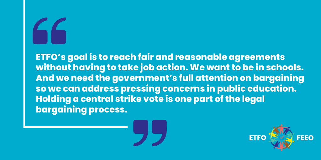 The Minister of Education can huff and puff all he wants but he needs to remember that taking a strike vote is simply part of the legal process. Learn more about what a strike vote in #onted actually means. etfocb.ca/bargaining-101… #onpoli