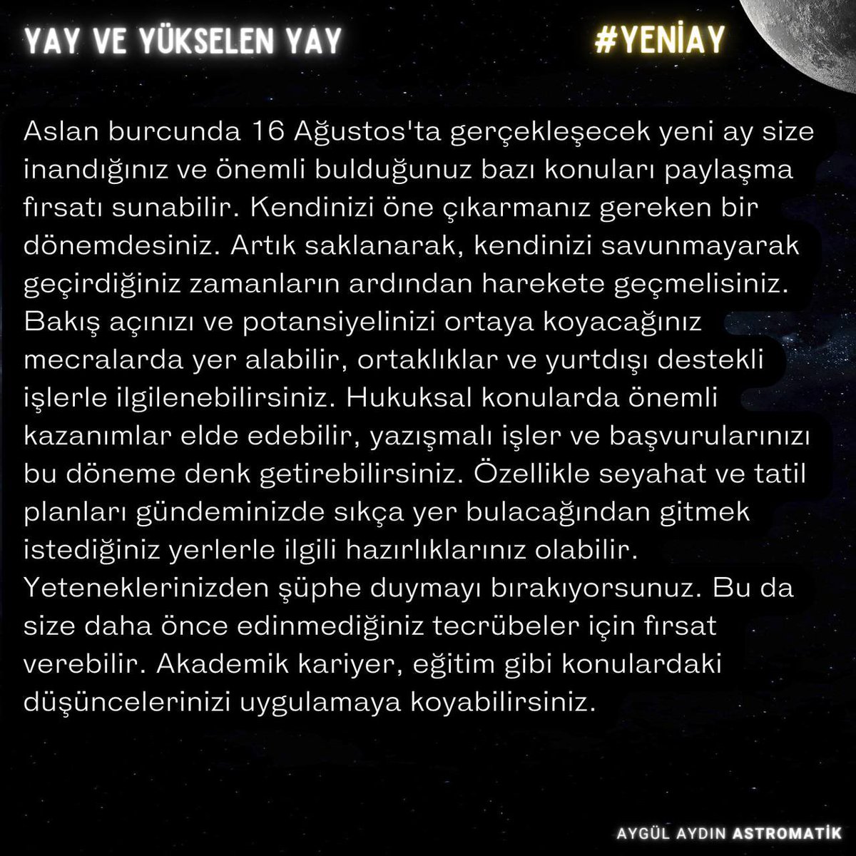 16 Ağustos gerçekleşen Aslan burcundaki yeniay etkileri✋