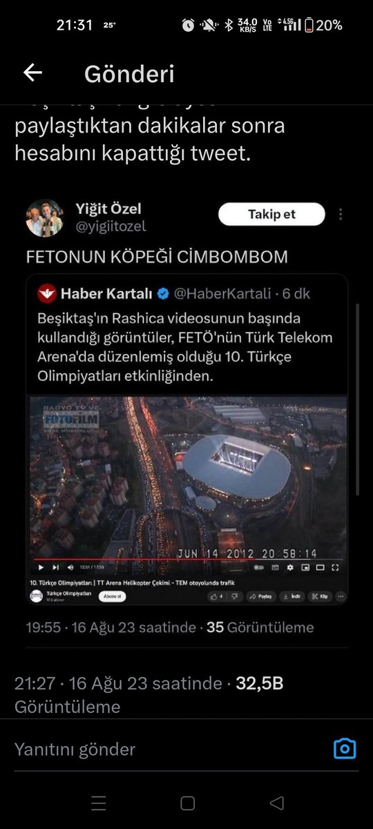 Kimse ülkenin büyük kesminin benimsediği bir topluma bu şekilde kimse seslenemez yiğit özel denen bu şahsa ve kulübüne <a href="/Besiktas/">Beşiktaş JK</a> gereken cevaplar <a href="/adalet_bakanlik/">T.C. Adalet Bakanlığı</a> ve <a href="/TC_icisleri/">T.C. İçişleri Bakanlığı</a> nezdinde verilmeli kimse milyonlarca taraftara terörist diyemez <a href="/galatasaray/">Galatasaray EN</a>