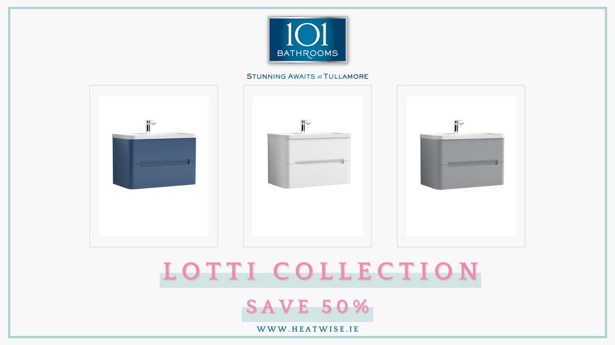 Lotti's gentle shapes inject an indulgent, soothing element to your home, that invites you to unwind and relax. Characterised by the gently rounded front of this Vanity Unit. #bathrooms #bathroomsale #101bathrooms #bathroomideas  #bathroomsireland #bathroominspo