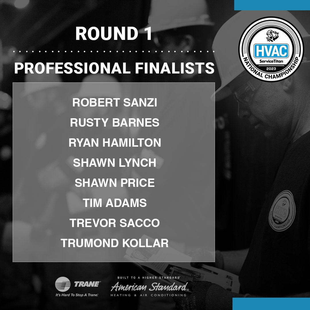Congratulations to these 38 Professionals who are advancing for their stellar performance in our Round 1 Quiz presented by American Standard and Trane. 

They will face off in our round 2 the @JSCorp_Portland At Home Kit to earn their place down in Tampa.

#ETCS23 #HVACNationals