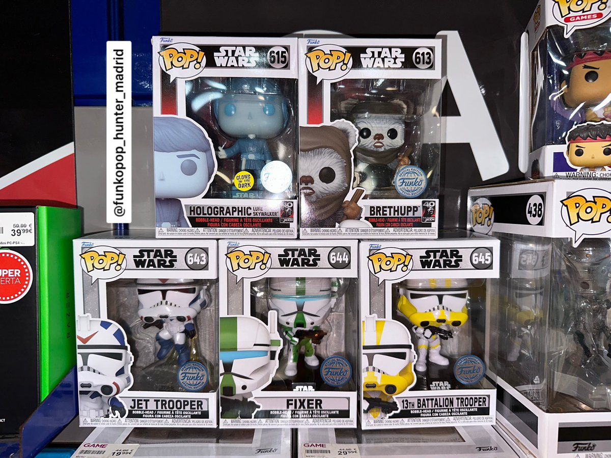 FunkohuntMadrid's tweet photo. 🇪🇸 Exclusivas de Star Wars disponibles en @VideojuegosGAME .
〰️
#funko #funkopop #funkoeurope #funkoespaña #funkogame #funkostarwars #starwars #game https://t.co/Cq7gUfk1aq