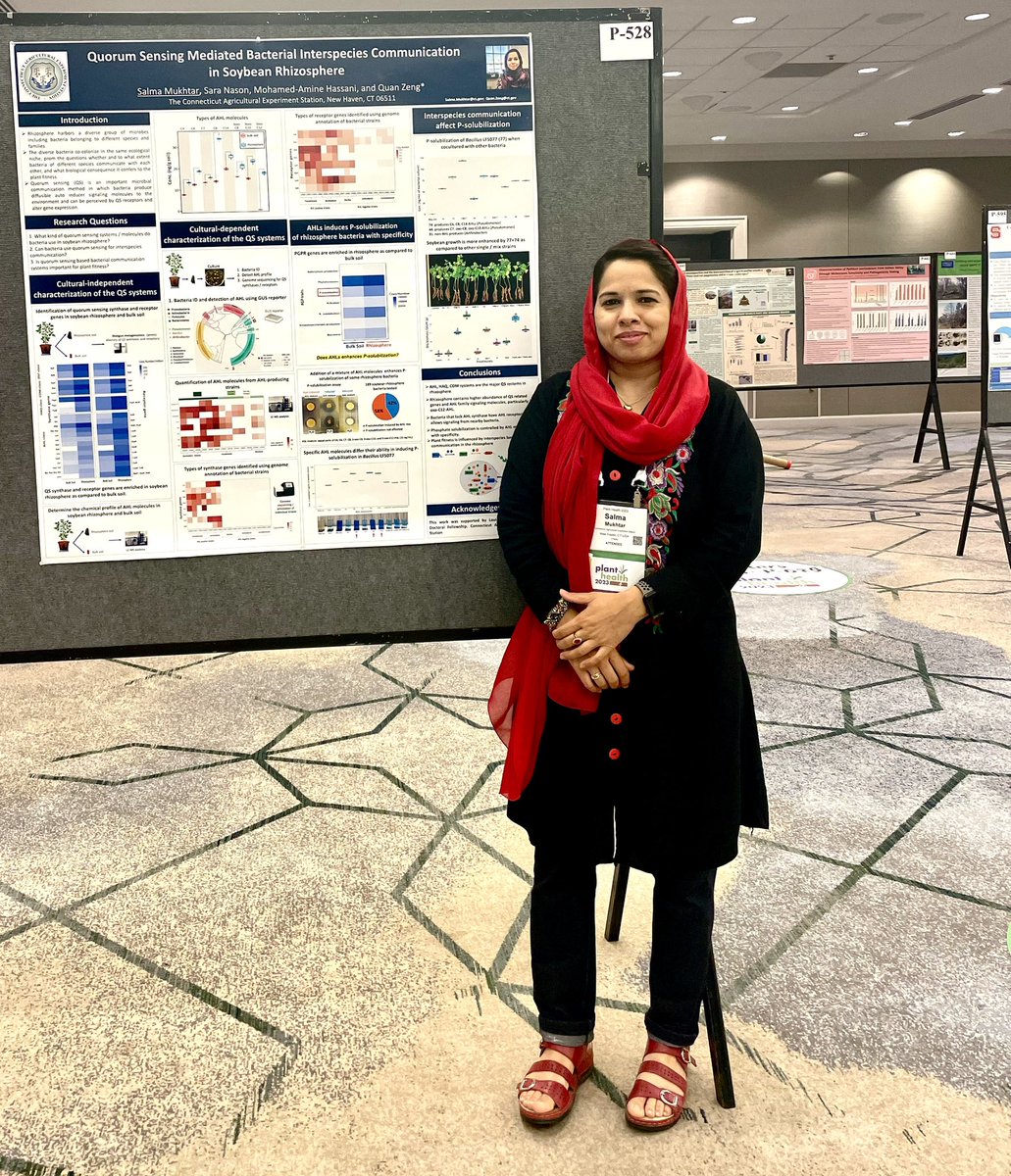 Feeling happy to have attended #PlantHealth2023 and presented my work about Quorum Sensing Mediated Bacterial Interspecies Communication in Soybean Rhizosphere. Thanks everyone, who visited my poster and gave feedback. I am also thankful to Quan Zeng @oldkayak and Sara Nason!