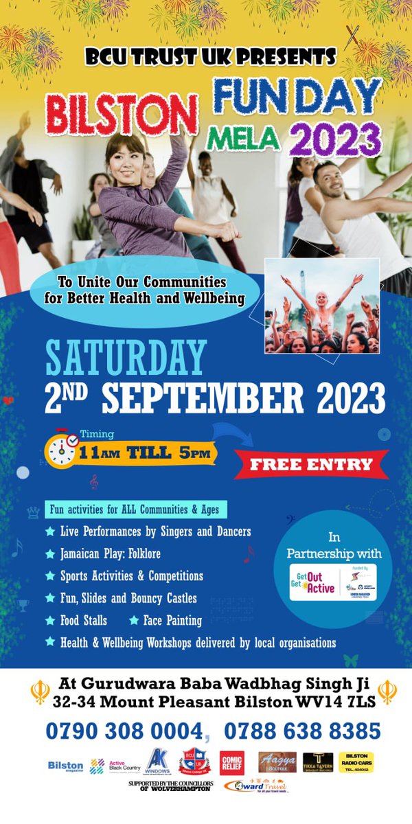 GOGA_Wolves's tweet image. We’re excited to be supporting the Bilston Fun Day Mela at the Gurdwara on Mount Pleasant in Bilston on Saturday 2nd September. We’re there to promote the role being active can play in supporting mental health. Would be great to see you there