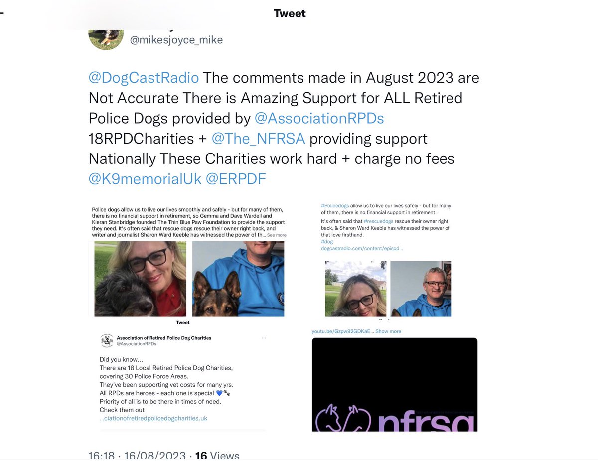 Inaccurate information continues to be spread in an attempt to ignore the excellent ongoing support provided by @AssociationRPDs @The_NFRSA There is support for ALL RPDs @DogCastRadio Don’t believe everything your told @MA_PurplePoppy @ClaireBines1 @K9memorialUk @Chappers2013