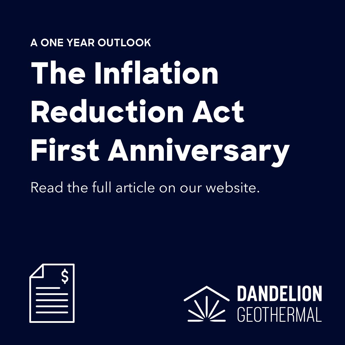 One year ago, President Biden signed the Inflation Reduction Act into law, setting the United States on a path to decrease greenhouse gas emissions by 40% by 2030 and establishing numerous tax credits and incentive programs.

Read the full article here: hubs.ly/Q01_d4XV0