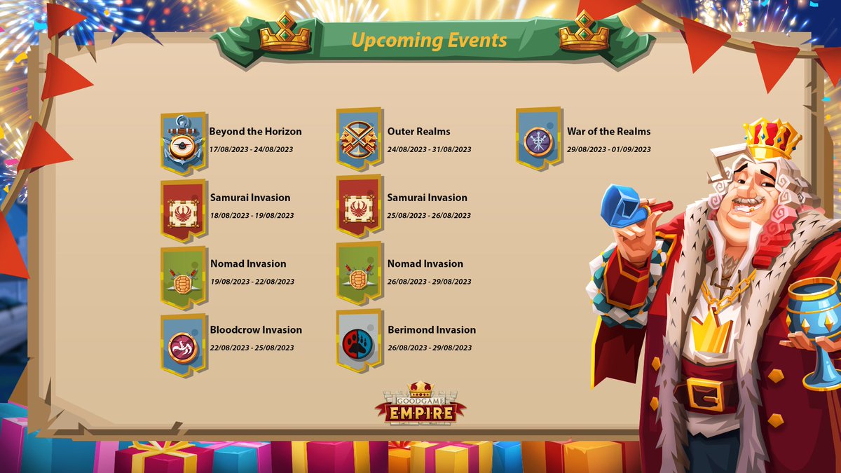 GGEmpire's tweet photo. As our fantastic anniversary celebrations come to a close, but the fun is far from over! 🥳 Our event calendar is heating up, and we’ve got an exciting lineup that will keep the good times rolling until September.

📅 NEW EVENT PLAN UNTIL SEPTEMBER IS NOW AVAILABLE 📅 https://t.co/OhvXL1tcyX