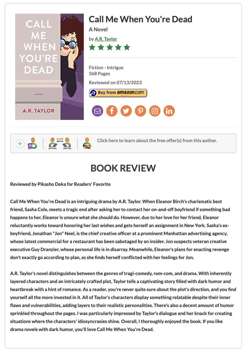 Gifting a kindle copy of my book this month! Feel free to share with friends readersfavorite.com/book-giveaway/…