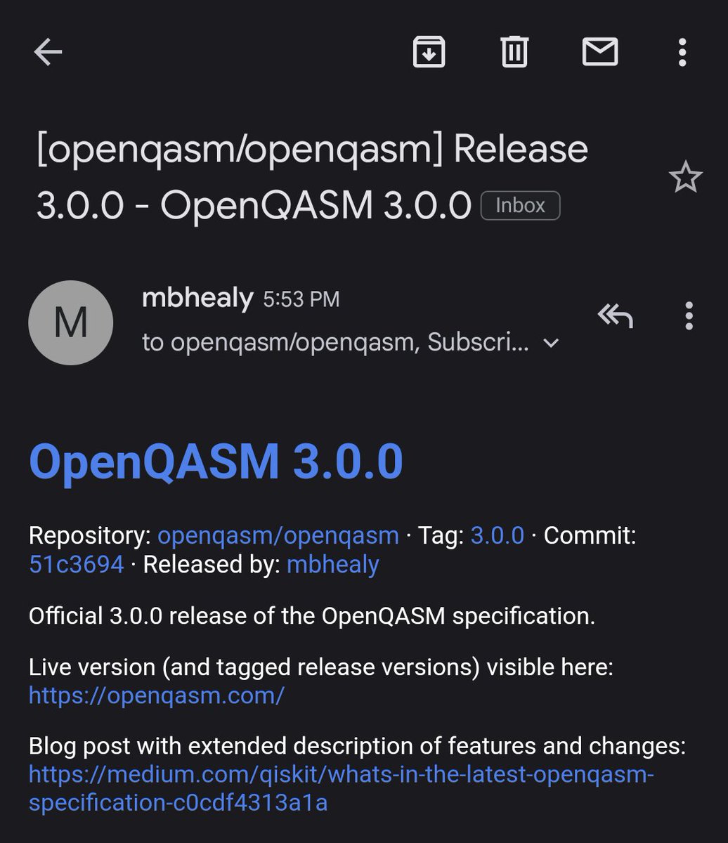 It's hard to explain what a milestone this is - congratulations to the entire #OpenQASM team!