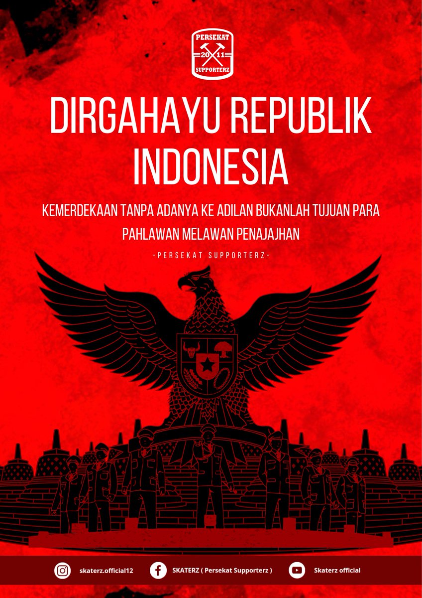 Dpp_Skaterz's tweet image. Mulat Sarira Hangrasa Wani, Rumangsa Melu Handarbeni, Wajib Melu Angrungkebi ❤️

DIRGAHAYU INDONESIAKU KE 78 TAHUN 🇲🇨

#skaterz #skaterzestri #Persekatsupporterz #Persekatfans #persekattegal #muladkan