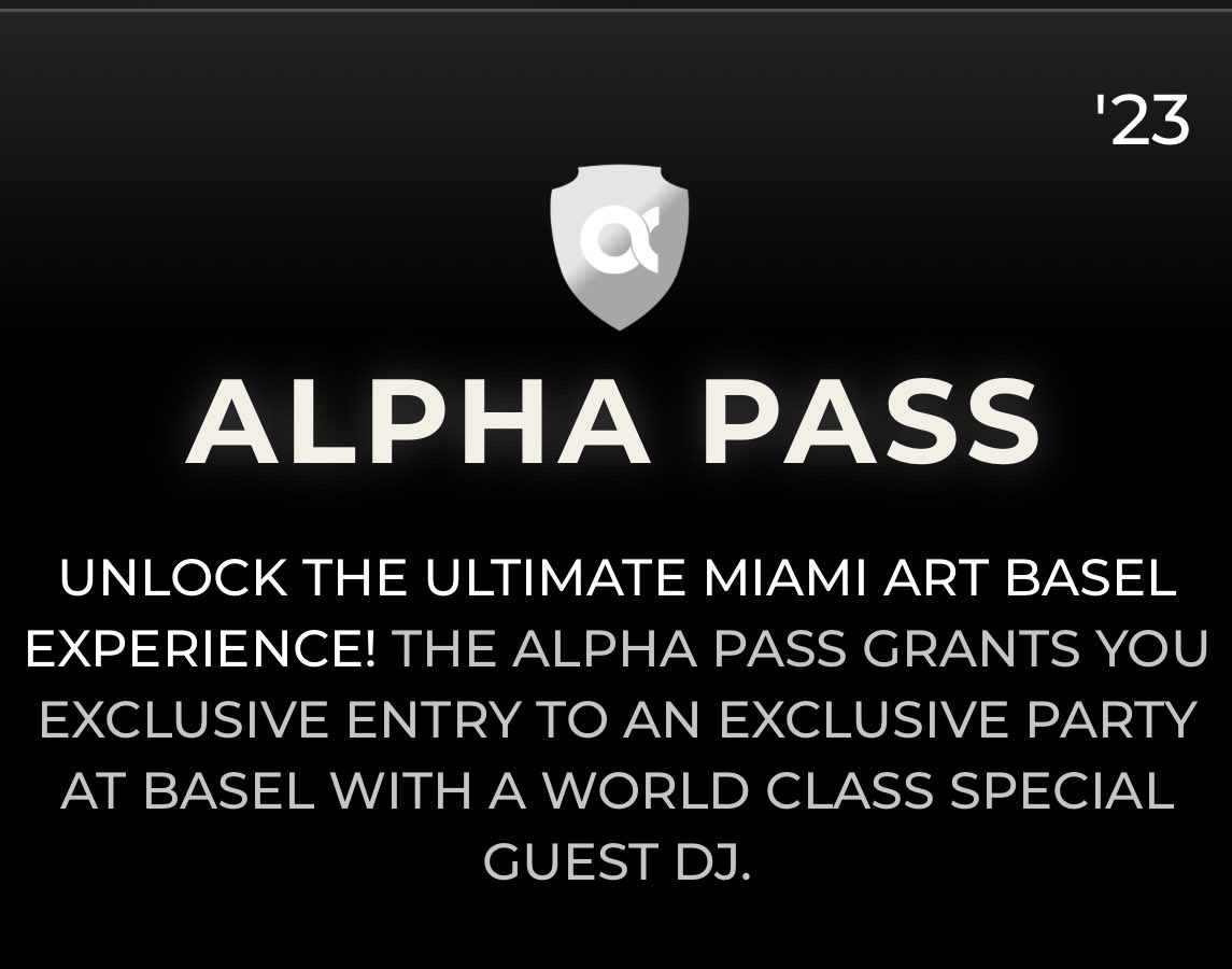 🚨ARE YOU READY FOR THIS🚨

GAIN ACCESS TO ONE OF THE MOST EXCLUSIVE PRIVATE PARTY EVENT AT THE RENOWNED MIAMI ART BASEL 2023'. MIX AND MINGLE WITH TOP-TIER GUESTS, ARTISTS, AND A VIBRANT COMMUNITY, ALL IN AN ATMOSPHERE BRIMMING WITH GREAT VIBES AND UNFORGETTABLE EXPERIENCES."