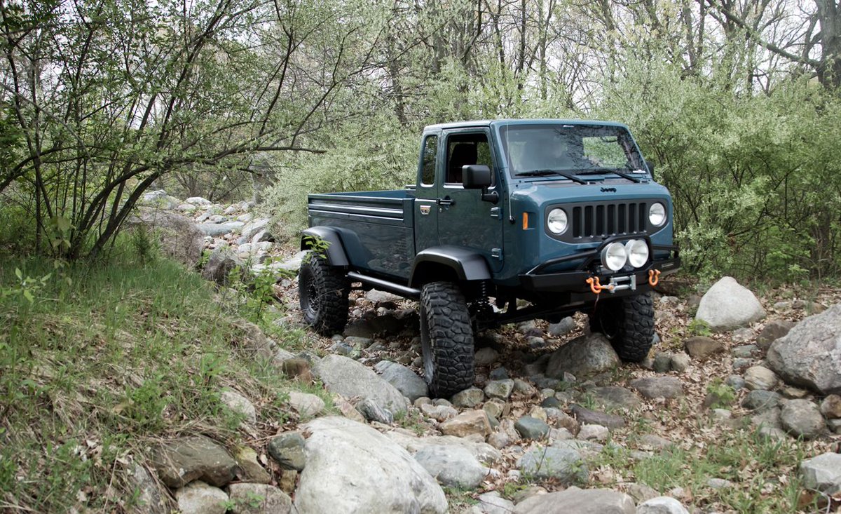 AzzyDesignWorks's tweet photo. Aftering being able to sit in it (and help throw a top on in the rain!) at Bantam, I LOVE the @Jeep #mightyFC Would love to see this modern recreation of the old AMC utility trucks make a limited release. https://t.co/DhXsWPauSz