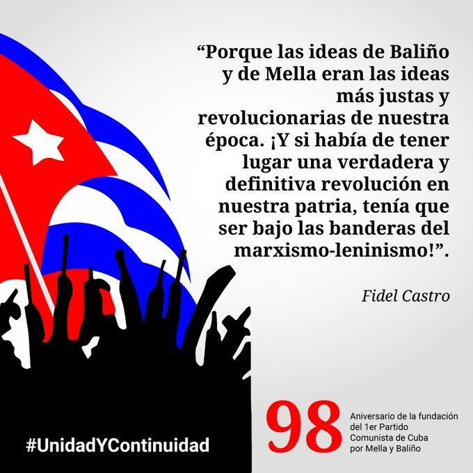 Hoy se cumple el 98 aniversario del primer Partido Comunista en Cuba. #CubaPorLaVida #CubaCoopera @cubacooperaven @cub