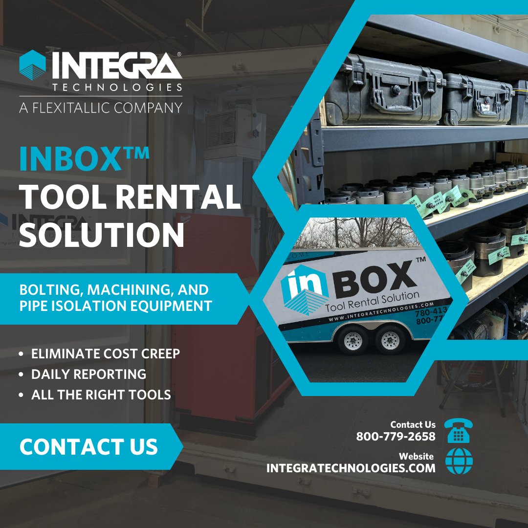 InBox™: Tool Rental Solution is the one-stop and cost-effective solution for bolting, machining, and pipe isolation equipment to be used by all on-site personnel.

#rentals #rentalservice #serviceprovider #oilandgas #boltingsolutions