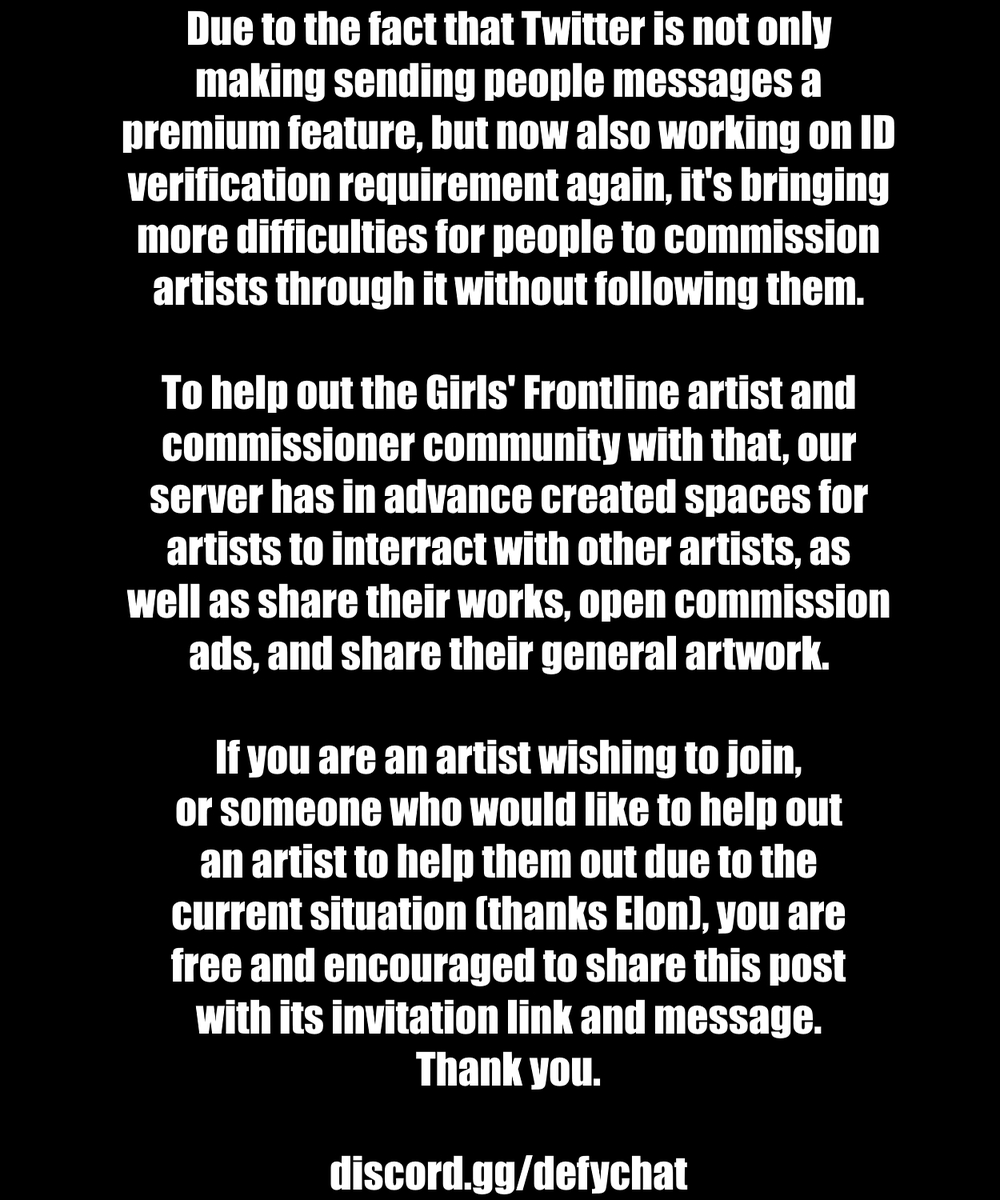 rpk16simp's tweet photo. All Girls Frontline artists, people wishing to commission them, or just artists wishing to share their art, are welcome to join the server, which wishes to help them out in whatvever way they need. Just pass the verification when entering. #GirlsFrontline

https://t.co/nF8449V5nd https://t.co/qg8MQJLfld
