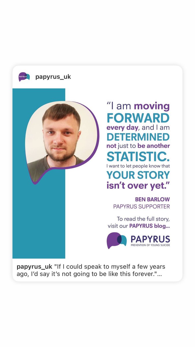 Really excited to share this piece with you all. <a href="/PAPYRUS_Charity/">PAPYRUS</a> and I sat down for a interview around my story and experiences of Suicide and C-PTSD. 

The blog is now live on their website: papyrus-uk.org/ben-barlow/

#trauma #recovery #mentalhealth #SuicidePrevention #cptsd