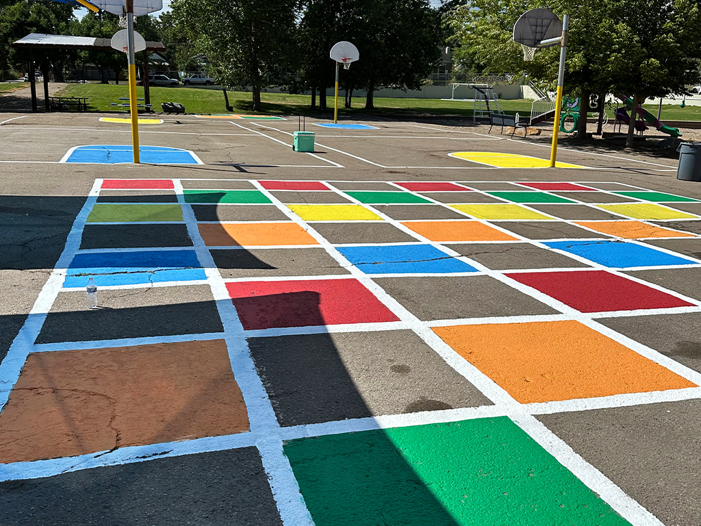 USEngineering's tweet photo. Our Rocky Mountain region team members participated in @dps_foundation's annual Back to Class Bash event last Friday. We painted the blacktop for more vibrant rounds of basketball, tetherball and four (or more?) square. Thank you, #TeamUSEngineering for supporting students! https://t.co/8kximPXuU4