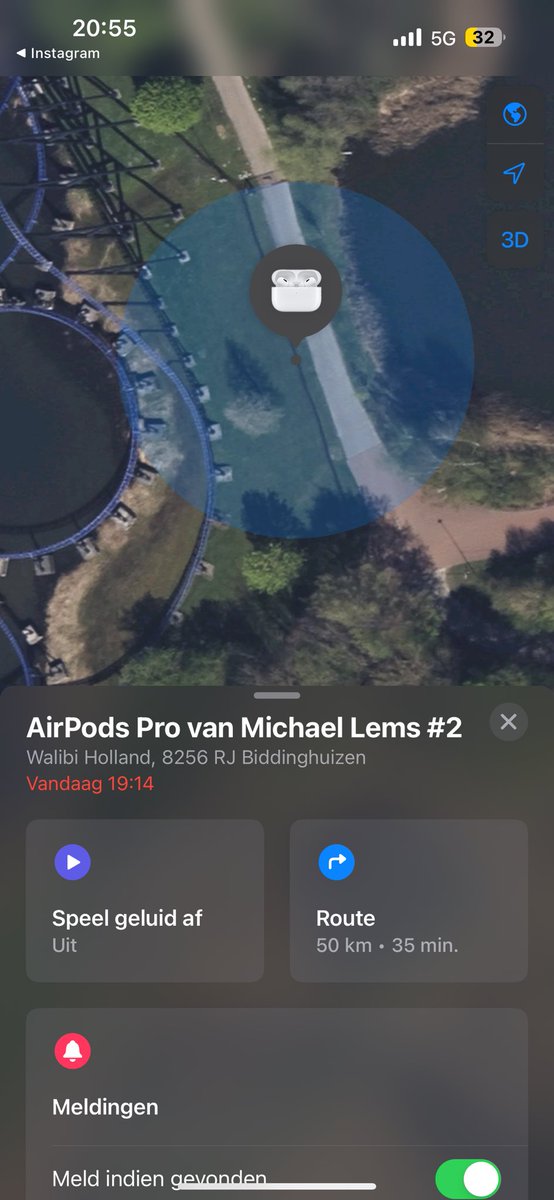 Lemming79's tweet photo. @WalibiHolland Ik ben vandaag tijdens een ritje Goliath mijn AirPods verloren (ik weet het, dom) en krijg net een bericht  dat ze gesignaleerd zijn naast de baan. Mocht er daar toevallig nog iemand langs lopen en ze vinden dan hoor ik dat graag als dat mogelijk is 😅 https://t.co/jo79BRST3v