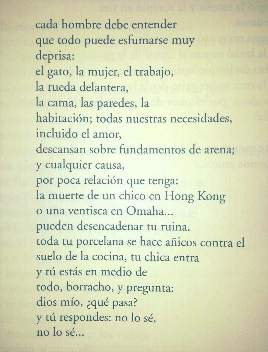 literlandweb1's tweet photo. "Cada hombre debe entender que todo puede esfumarse muy deprisa".
Charles Bukowski https://t.co/WFVTAYifKv