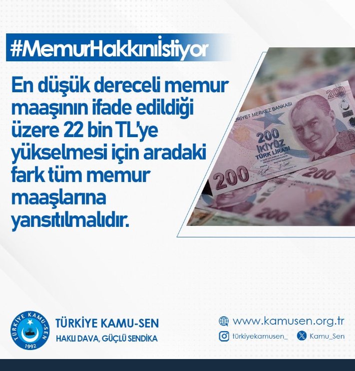 Memur hizmetinin bedelini, alın terinin karşılığını istiyor.#memurhakkınıistiyor