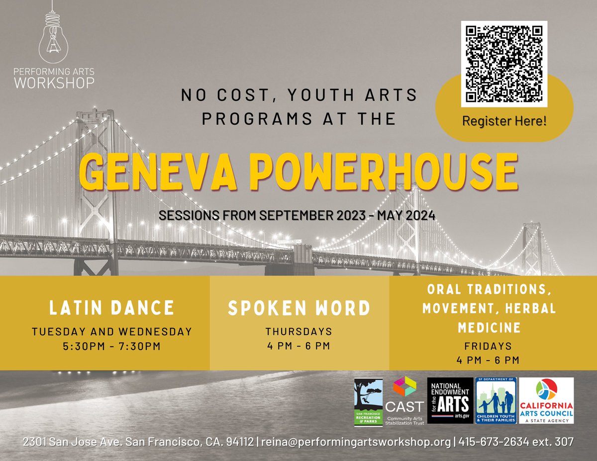 PerformingArtsW's tweet photo. ATTN: Arts Programs at the Geneva Powerhouse 🚨

Ranging from Latin dance 🪩 to spoken word ✍️ all the way to herbal medicine 🌿 students ages 10-18 are welcomed to unleash their creativity at the Powerhouse 🏰

Register through the link in our bio 🔗 https://t.co/S2xbo7vSlf
