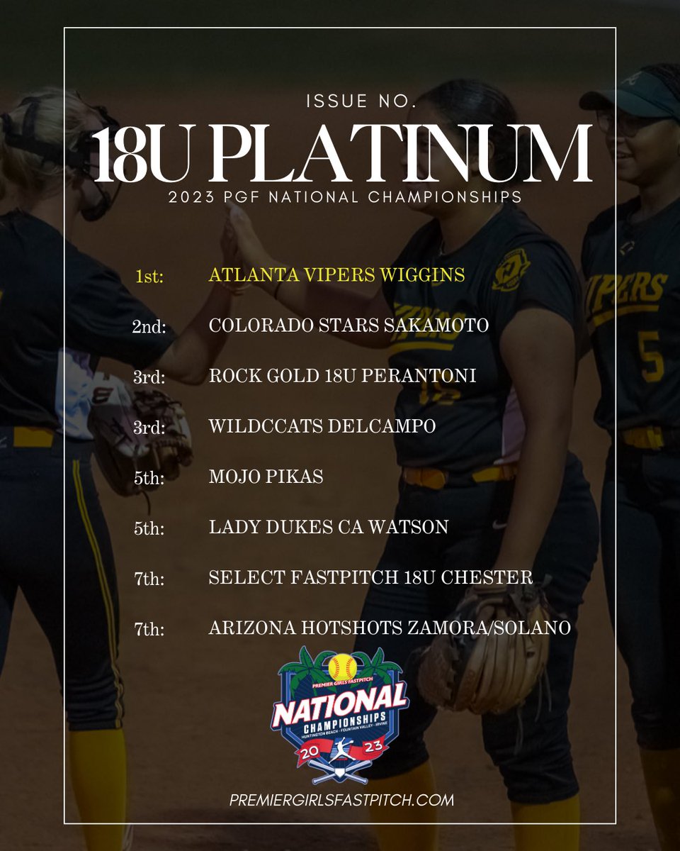 PGFnetwork's tweet image. The #PGF2023 Order of Finish has officially DROPPED 💥💥

To see the complete list, head to premiergirlsfastpitch.com/pgf_archives

#playPGF #thefutureofthegameishere #bestofthebest