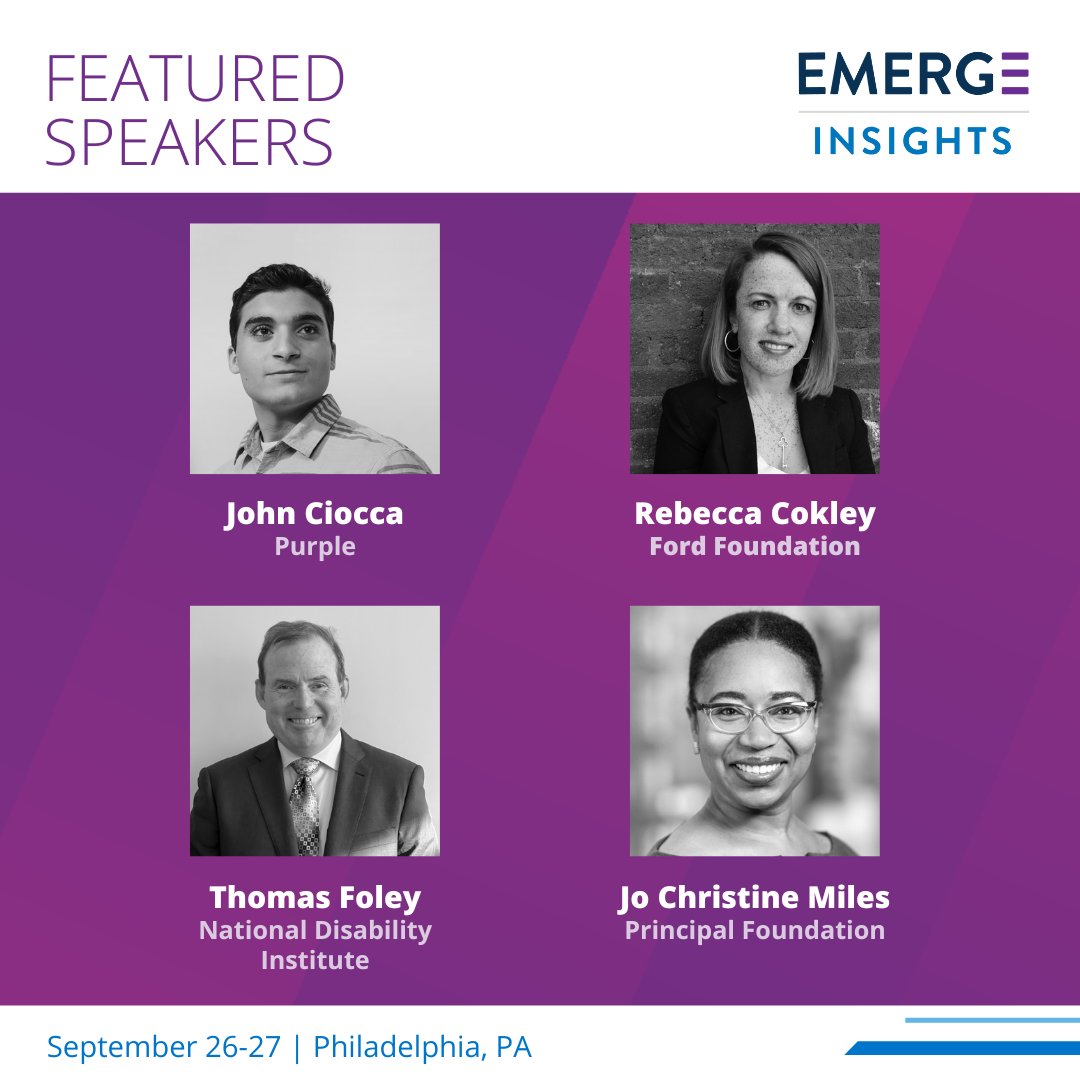 finhealthnet's tweet photo. We hope you’ll join us at #EMERGE #Insights next month in Philadelphia where you can hear from these leaders on how we can create a more equitable #finhealth landscape for people with disabilities. 

Register today!
https://t.co/MtNyhHmPma 
#equity #inclusion https://t.co/dzNd3eER8P