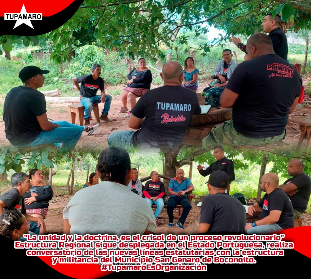 "La unidad y la doctrina, es el crisol de un proceso revolucionario"
Estructura Regional sigue desplegada en el Estado Portuguesa, realiza conversatorio de las nuevas líneas estatutarias con la estructura y militancia del Municipio San Genaro de Boconoito. #TupamaroEsOrganización