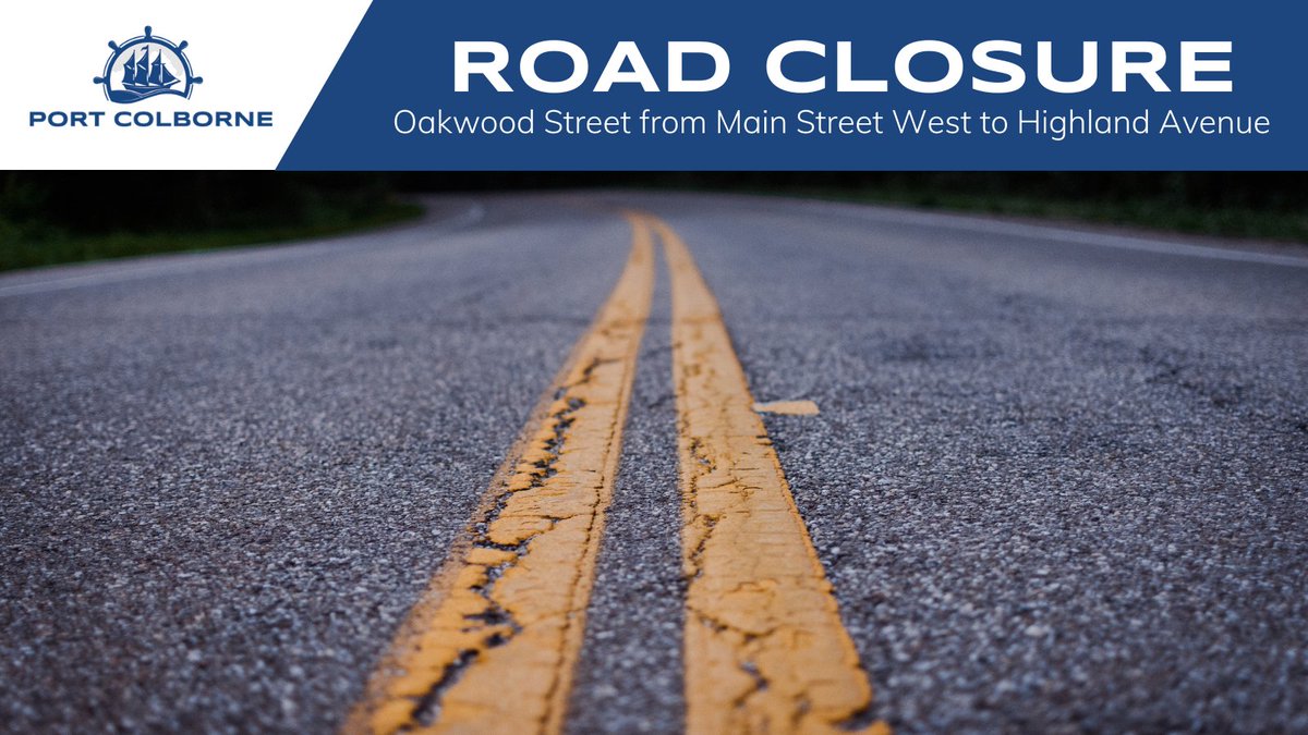 ROAD CLOSURE🚧| Please be advised that Oakwood St from Main St W to Highland Ave will be closed Aug. 17 & Aug. 18 for a service installation. The closure will take place from 7:30 a.m. to approx. 6 p.m. For more details, contact Public Works at 905 835 2900 and press'9'