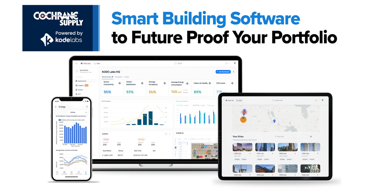 🎉 Cochrane Supply &amp; Engineering officially announced today our distribution agreement with KODE Labs to sell &amp; support their innovative, #SmartBuilding Cloud applications. ⛅

cochranesupply.com/news/partnersh…

#hvacr #softwareasaservice #contractors #detroitbusiness #iotsolutions