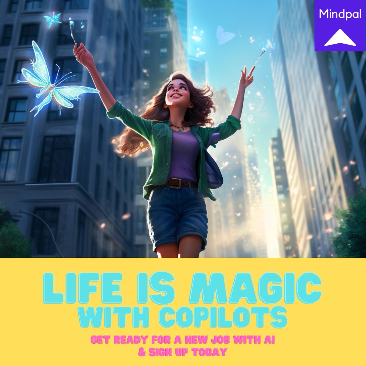 mindpal_co's tweet image. Life&apos;s magic is real when you have the right companion by your side. 🧚‍♀️✨ 

With machines as our little friends, job hunting transforms into a fairy tale journey. 

Happiness is just around the skyscraper corner! 
#MagicOfAI #JobHuntFairyTale #PixarMoments