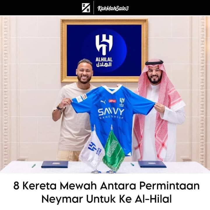 mynewshub's tweet photo. SELAIN GAJI RM14.7 JUTA SEMINGGU.
NEYMAR TURUT MEMINTA :*

1. 3 kereta mewah untuk dirinya (Bentley Continental GP, Aston Martin DBX & Lamborghini) bernilai RM3 juta

2. 4 Mercedes G Wagons untuk ahli keluarganya serta pengiringnya

3. 1 van Mercedes dengan seorang pemandu

4. Pemandu itu mesti bersiap sedia 24 jam setiap hari sepanjang tahun buat dirianya, rakan-rakan dan ahli keluarganya.

5. Peti ais di rumahnya mesti sentiasa dipenuhi dengan minuman jus acai daripada jenama kegemarannya serta minuman Guarana untuk rakan dan keluarganya

6. 3 suana dibina di rumahnya

7. Di rumahnya perlu ada 5 pekerja sepenuh masa termasuk cef sos bagi membantu cef peribadinya dari Brazil serta 2 orang bagi kerja pembersih.

8. Kos penginapan di hotel, restoran dan bandar yang mungkin dilawatinya pada hari tiada perlawanan ditanggung sepenuhnya oleh pemilik Al-Hilal.

9. Menggunakan jet peribadi bila mana dia atau keluarganya memerlukan untuk bercuti.

10. Kolam renang di rumahnya dengan ukuran khusus sekurangnya-kurangnya 10 meter lebar dan 40 meter panjang

11. Rumah perlu minimum 25 bilik untuk rakan-rakannya, keluarga, pengiring serta pembantunya boleh tinggal bersama.

Photo dan Artikel asal kredit: Zon Bola Pages