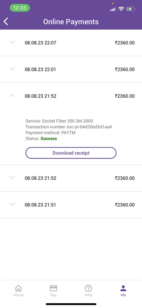 Adityayogparth's tweet photo. It's bizzare , i made payment more than 5 times and status was failed for considerable amount of time. 

And then suddenly 3 of them got successfully paid. 
What kind of scam is this @excitel_rocks .

Kindly help @excitel_rocks with the refunds . 

Sharing the important SS. @ https://t.co/AQPeCabz6F