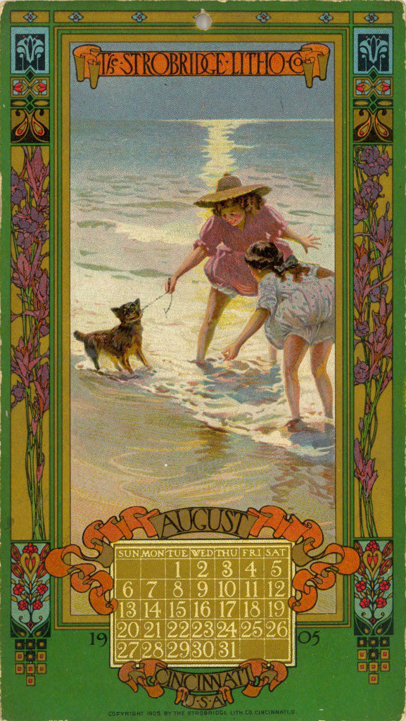 Cincinnati’de 1847 senesinde kurulan ve 1971 senesinde kapanan Strobridge Litografi Şirketi takvimlerinde Ağustos 1896, 1898, 1905