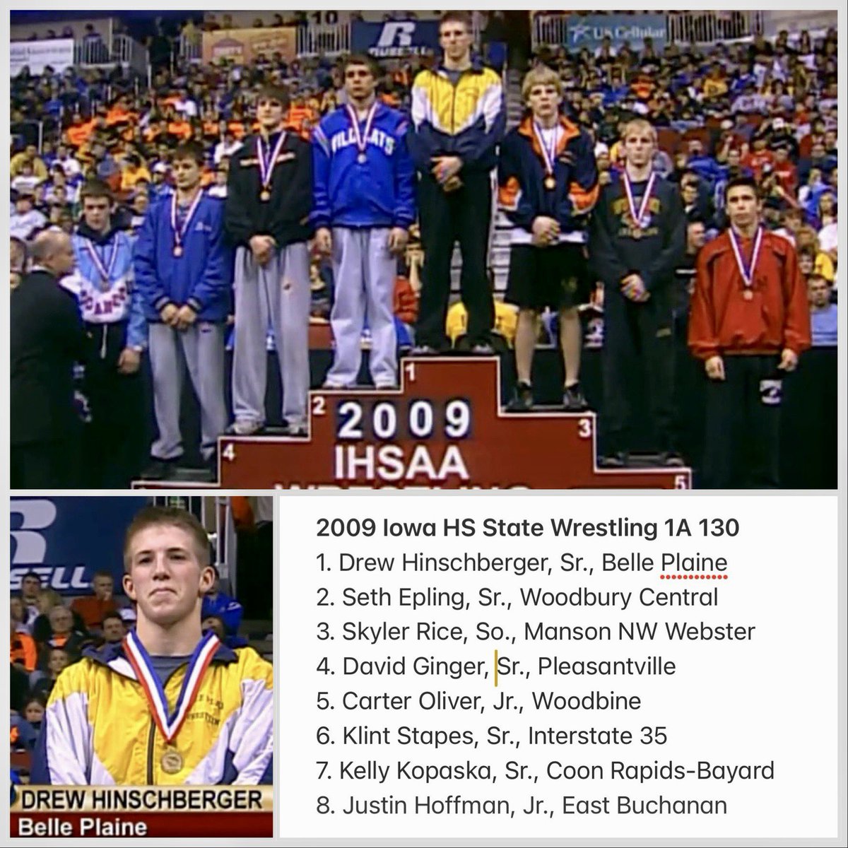 2009 Iowa HS State Wrestling Placers at 1A 130 <a href="/BP_Wrestle/">Belle Plaine Wrestling</a> <a href="/I35wrestling/">Interstate 35 Wrestling</a> <a href="/L_Hinschberger/">Lance Hinschberger</a>