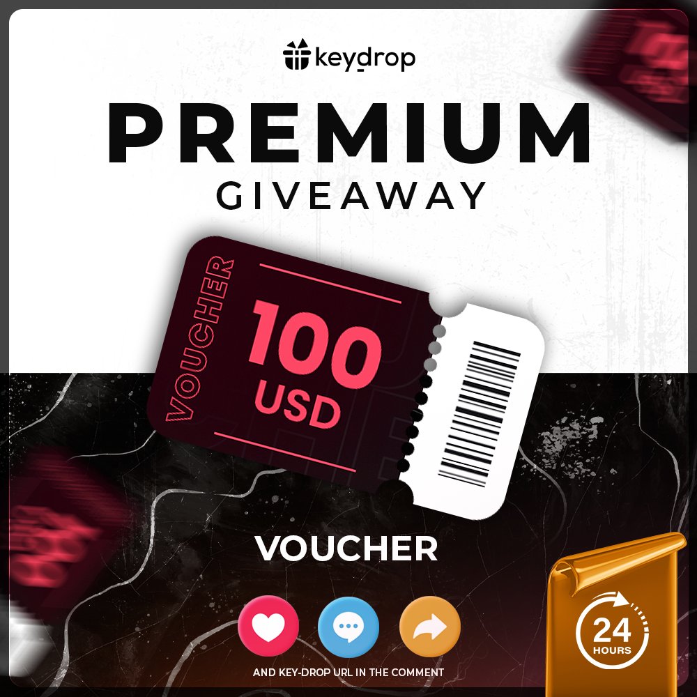 keydropcom's tweet image. $100 VOUCHER GIVEAWAY 🎁

👊 Just leave ❤️ under the post!
🤝 Follow us!
🔁 Retweet!

⏰ Wait 24 hours!

#freeskins #csgoskinsgiveaway #csgoskinsfree #giveaway #airdrop #csgocases #csgocase #csgocommunity #csgoesport #skins #csgoskins #keydrop #keydropcom #csgo