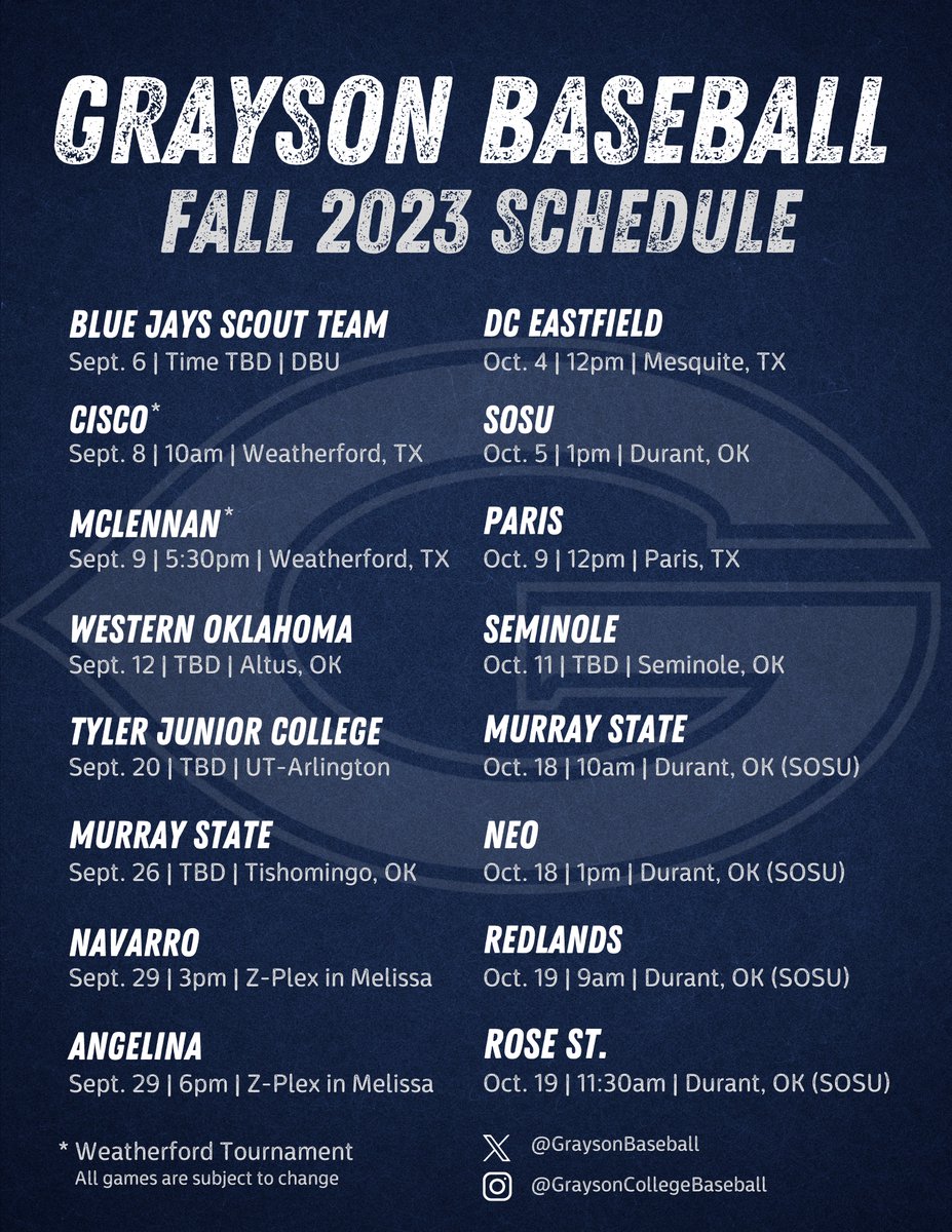 Fall 2023 Schedule ⤵️