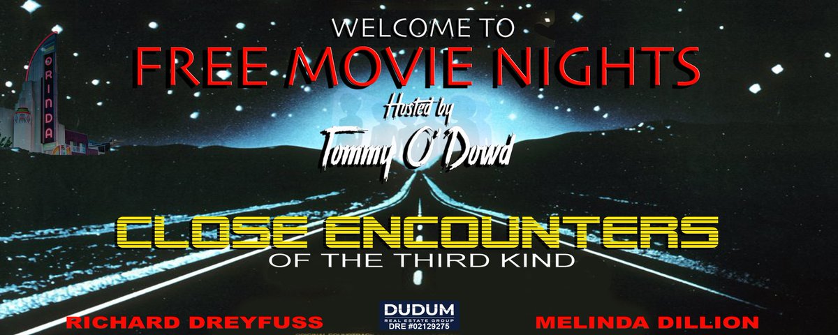 SciFiBob's tweet photo. THIS THURSDAY NIGHT AT THE ORINDA THEATER! 
Its FREE MOVIES NIGHT hosted by Tommy O'Dowd and his selecton this month, Close Encounters Of The Third Kind. Program starts at 6:30pm and it's  FREE FREE FREE!
Orinda Theater 
4 Orinda Theatre Square
Orinda Ca. https://t.co/CyQZIHVSXf