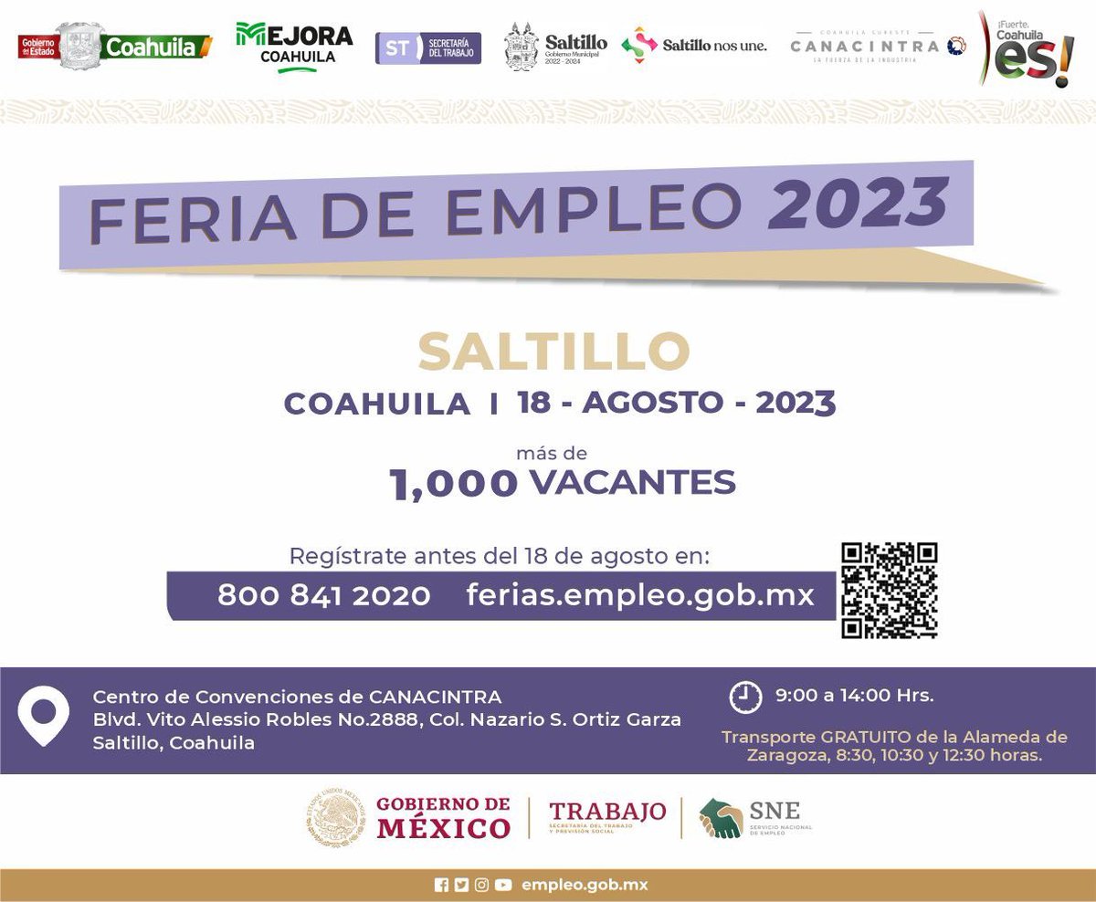 marcocantuv's tweet photo. Si estas buscando chamba o conoces a alguien que ocupe, el viernes es un buen día !! 
#Feria Nacional de Empleo para la inclusión laboral de la Juventud #Saltillo 2023.
#FuerteCoahuilaEs 
@snecoahuila @SNECoahSureste https://t.co/tgP6Y5IxgO