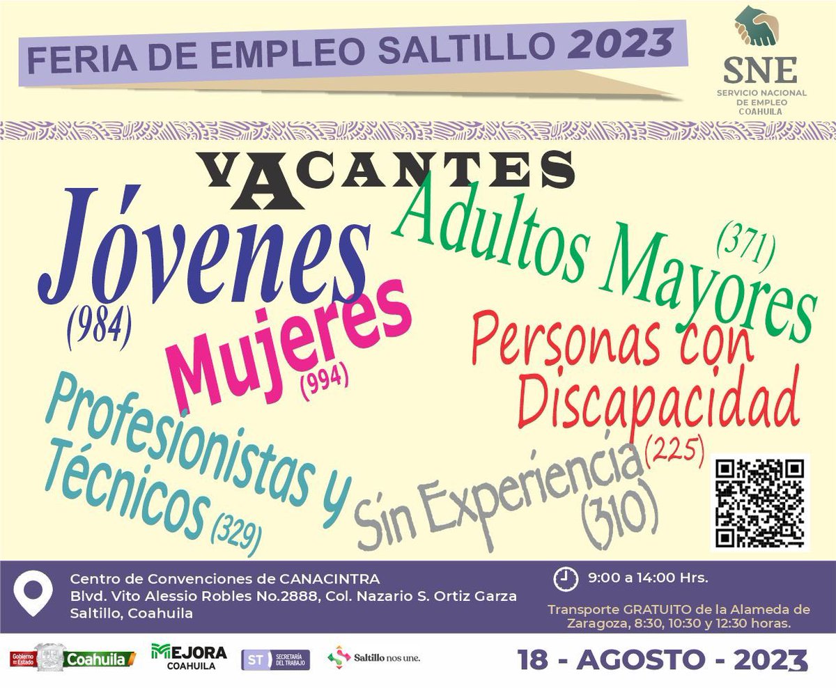 marcocantuv's tweet photo. Si estas buscando chamba o conoces a alguien que ocupe, el viernes es un buen día !! 
#Feria Nacional de Empleo para la inclusión laboral de la Juventud #Saltillo 2023.
#FuerteCoahuilaEs 
@snecoahuila @SNECoahSureste https://t.co/tgP6Y5IxgO