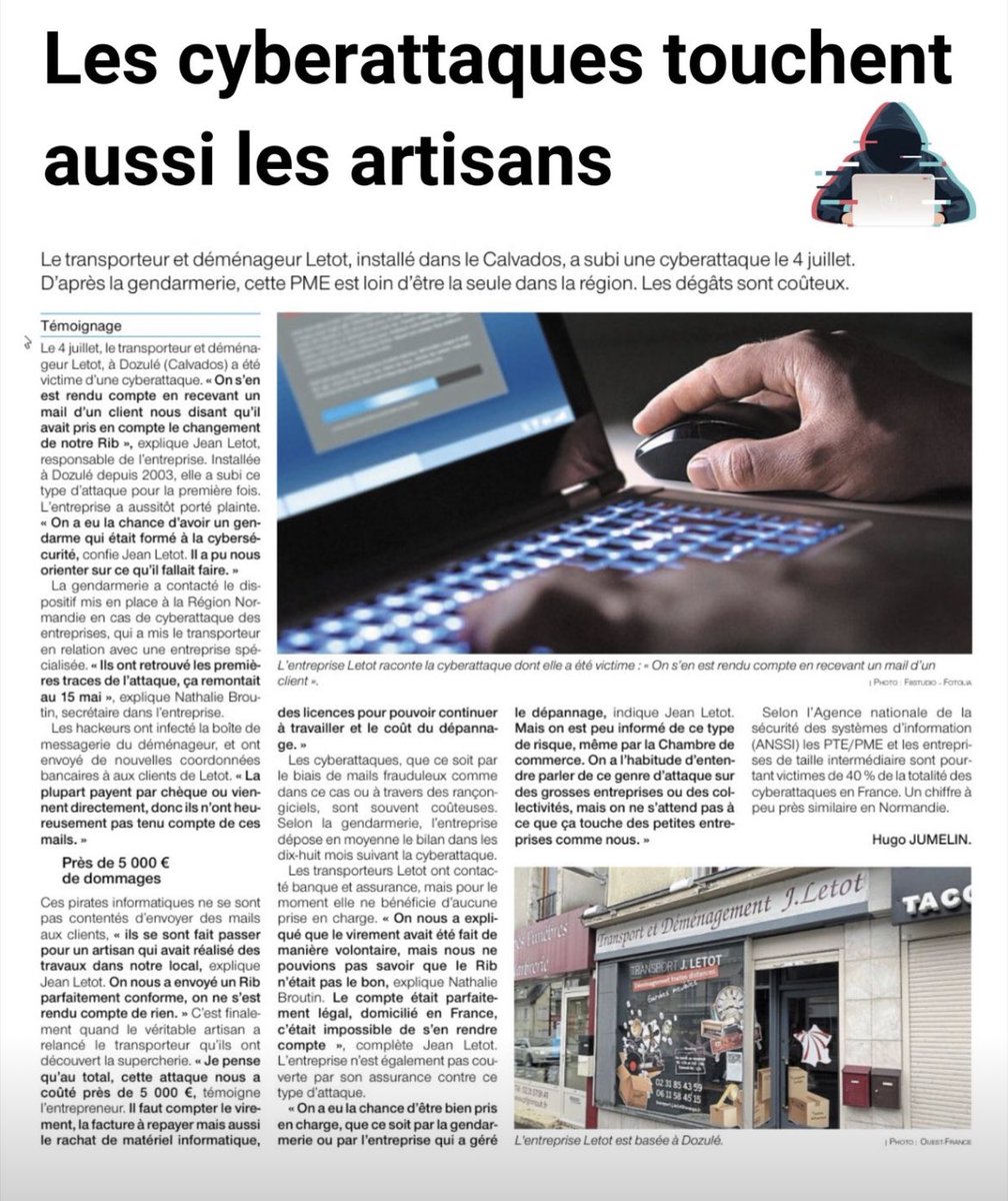 Les #cyberattaques touchent aussi les #artisans.